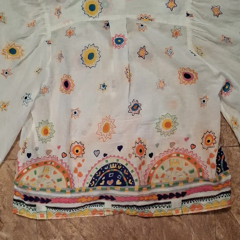 Anthropologie Maeve White Floral Blouse - Picture 8 of 9